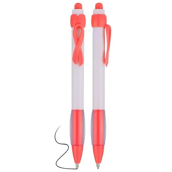 Breast Cancer Pen With Ribbon Clip