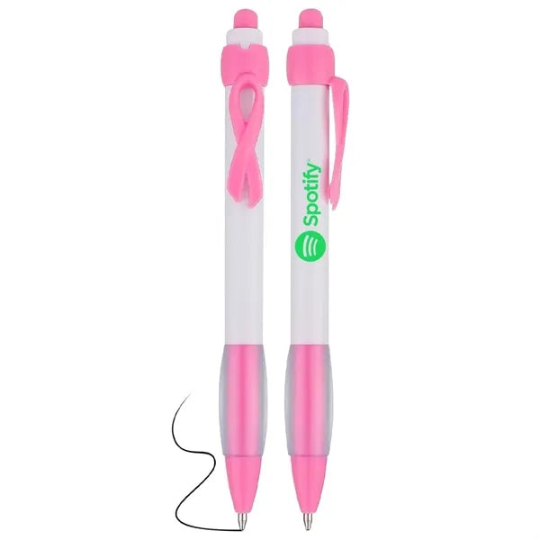 Breast Cancer Pen With Ribbon Clip
