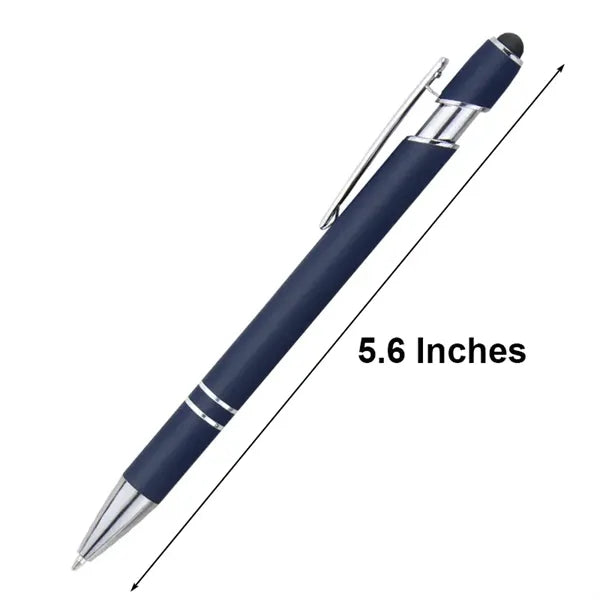 2-in-1 Metal Plunger Action Double Ring Stylus Ballpoint Pen