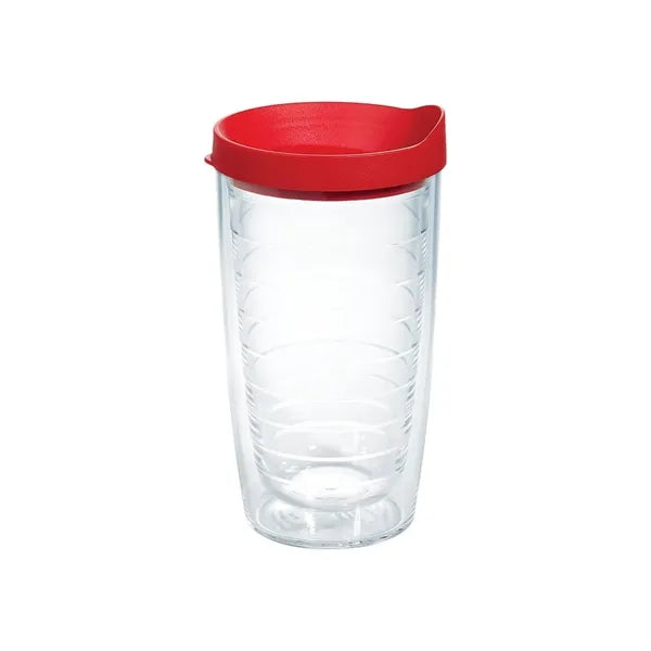 16oz Double Walled Clear Plastic Tumbler With Lidded