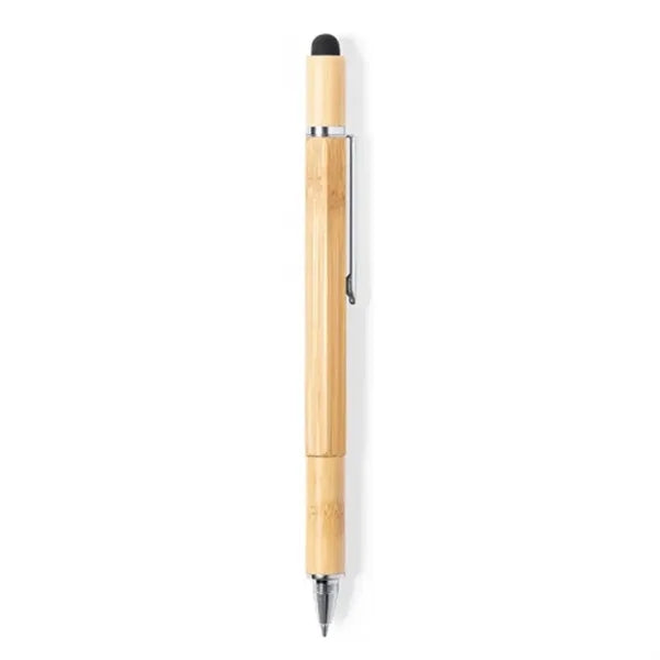 Multi Pen: Custom Logo 6-in-1 Bamboo Multi-Tool Pen