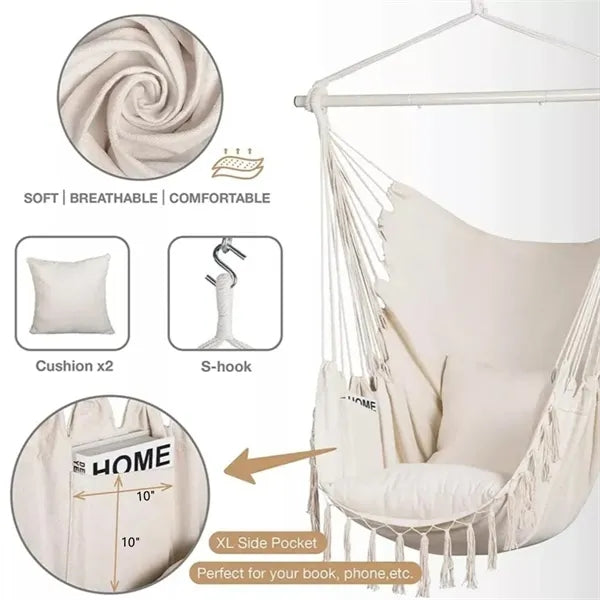 Portable Hanging Rope Hammock Chair