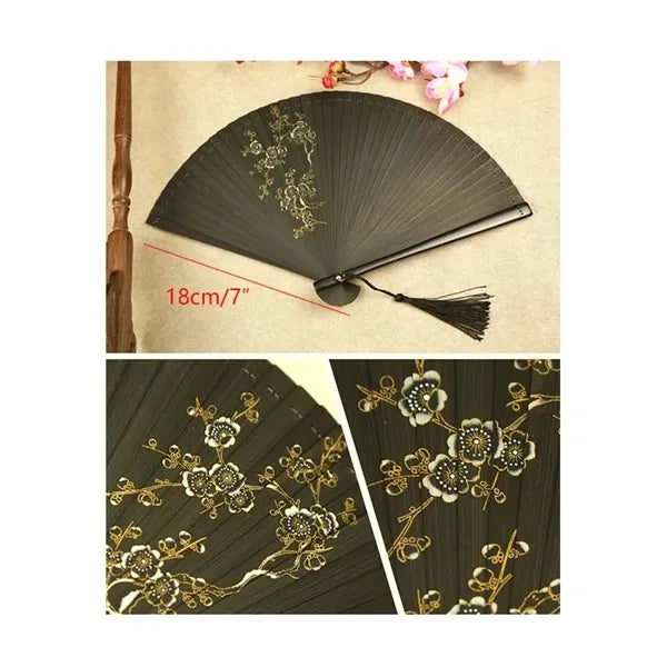 Bamboo Folding Hand Fan Chinese/Japanese Vintage Design