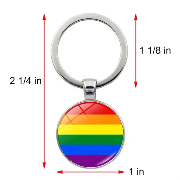 LGBT Pride Rainbow Glass Keychain 2 1/3"x1"