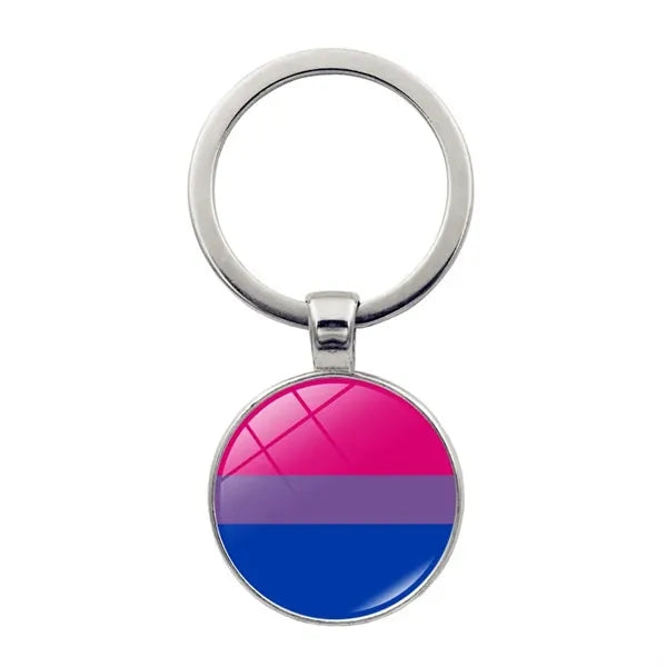 LGBT Pride Rainbow Glass Keychain 2 1/3"x1"