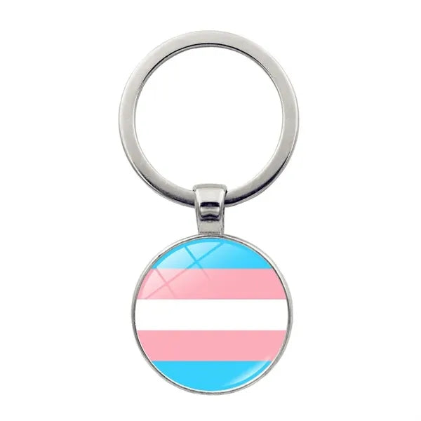 LGBT Pride Rainbow Glass Keychain 2 1/3"x1"