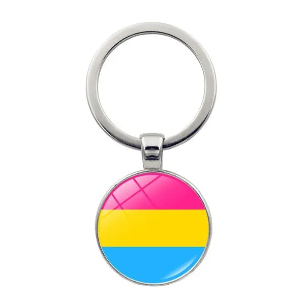 LGBT Pride Rainbow Glass Keychain 2 1/3"x1"