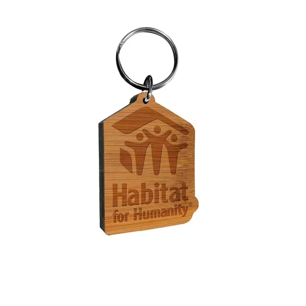 Laser Etched Bamboo Keychain