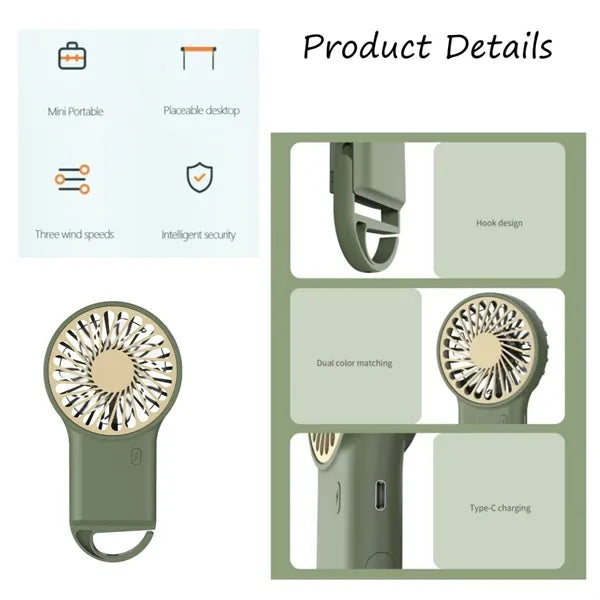 Portable Mini USB Fan with Hook