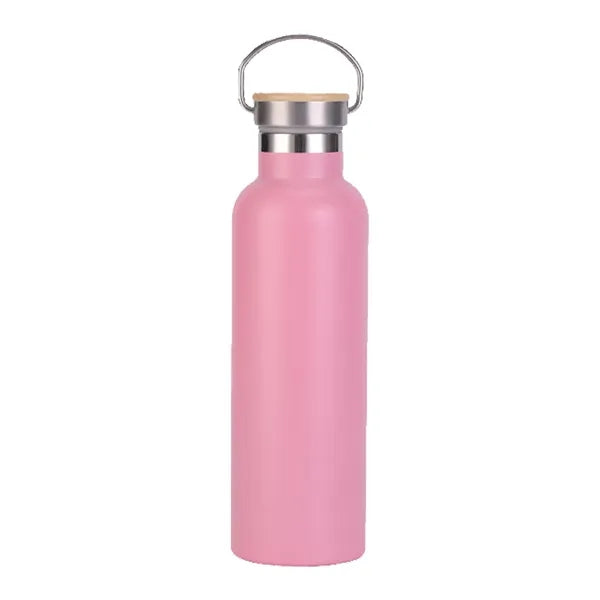 20oz Stainless Steel Insulated Water Bottle W/Bamboo Lids