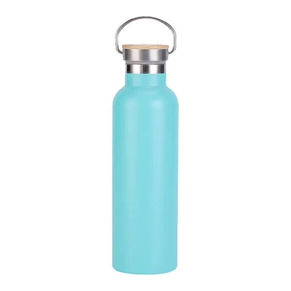 20oz Stainless Steel Insulated Water Bottle W/Bamboo Lids
