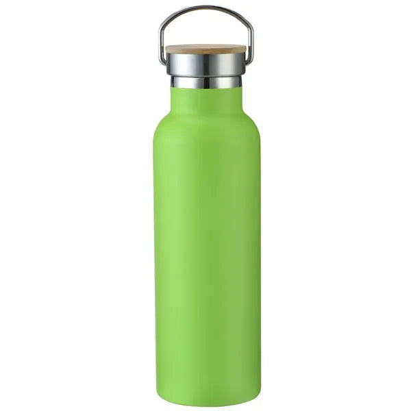 20oz Stainless Steel Insulated Water Bottle W/Bamboo Lids