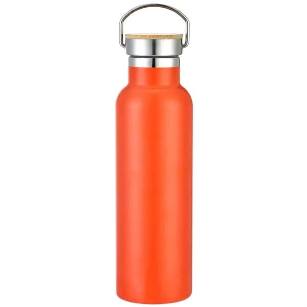 20oz Stainless Steel Insulated Water Bottle W/Bamboo Lids