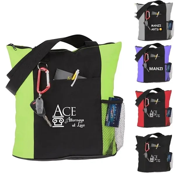 600D Oxfal Cloth Shopping Tote Bags w/ Zipper closure