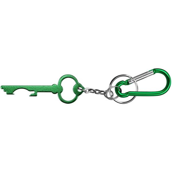 Key Shaped Aluminum Bottle Opener with Keychain & Carabiner