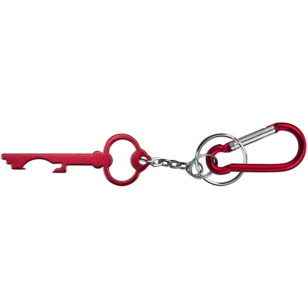 Key Shaped Aluminum Bottle Opener with Keychain & Carabiner