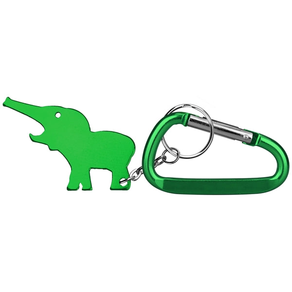 Metal Elephant Shape Bottle Opener with Key Ring & Carabiner