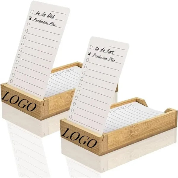 Productivity Daily To Do List Planner Bamboo Stand, 50 Cards