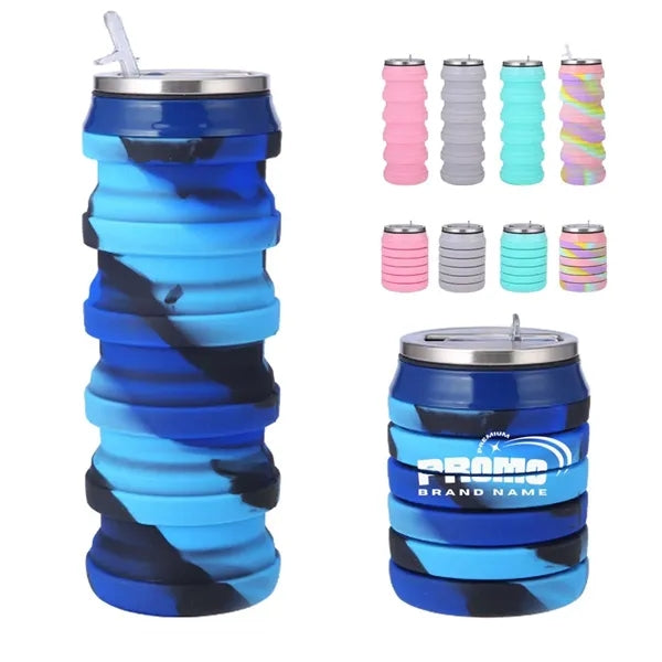 Camouflage Silicone Folding Sports Water Bottle
