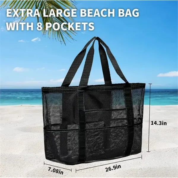Large Mesh Beach Bag w/ Multiple Pockets
