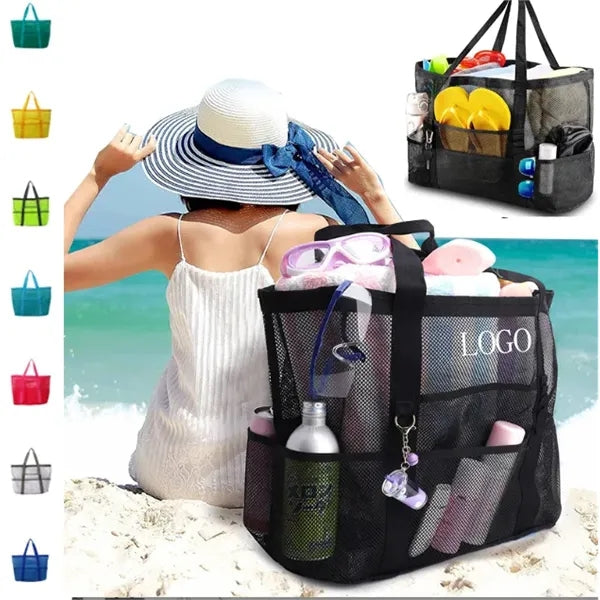 Large Mesh Beach Bag w/ Multiple Pockets