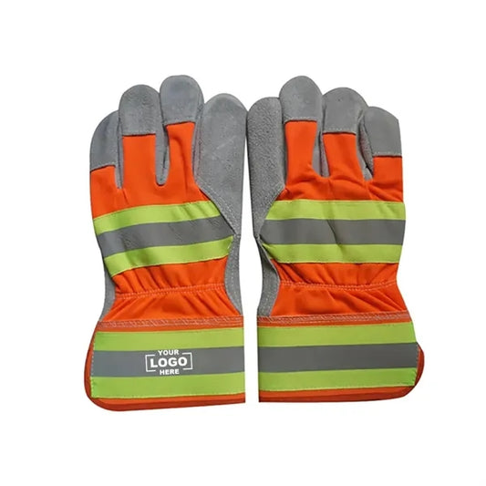 Hi-Vis Split Leather Gloves W/ Safety Cuff