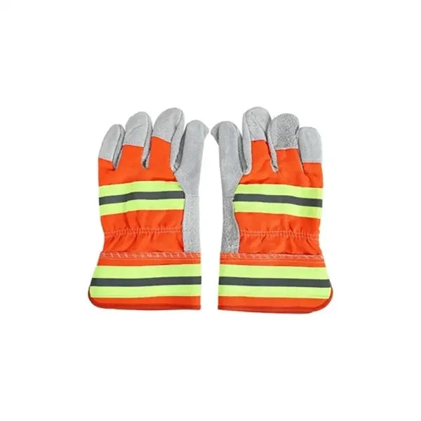 Hi-Vis Split Leather Gloves W/ Safety Cuff