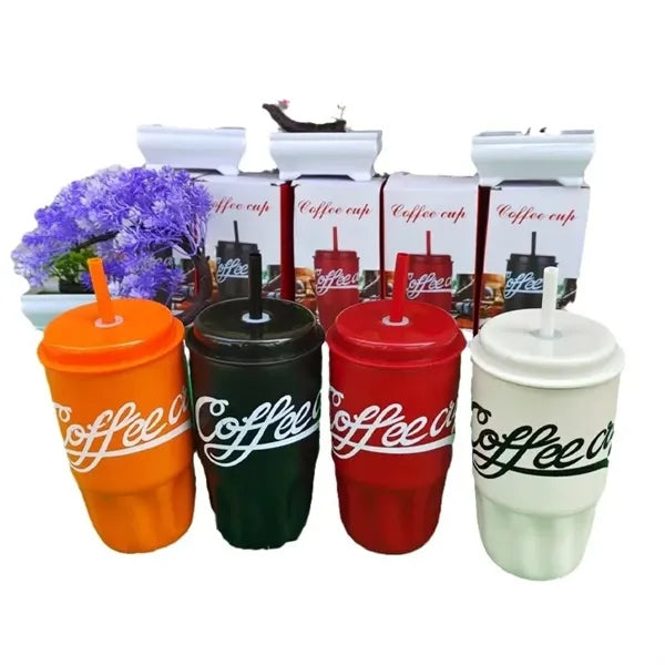 Insulated Stainless Steel Vaccum Cup with Lid and Straw