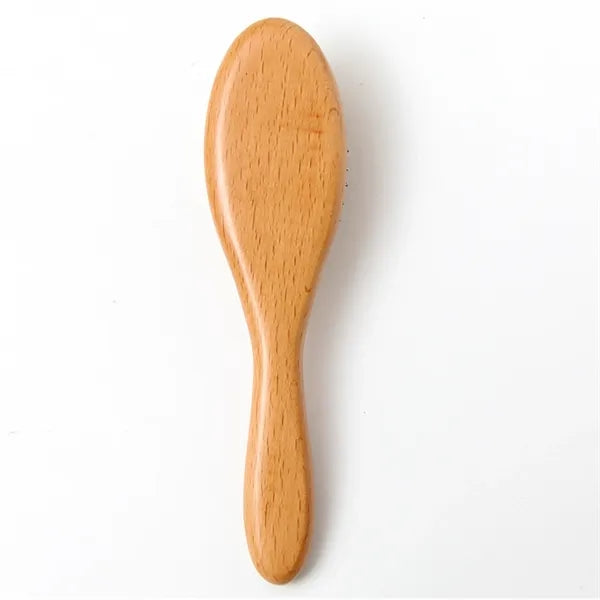 Natural Wood Comb with Metal Bristles
