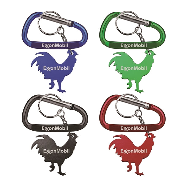 Rooster Shape Bottle Opener with Key Chain & Carabiner