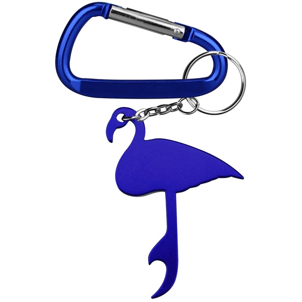Flamingo Shaped Aluminum Bottle Opener with Carabiner