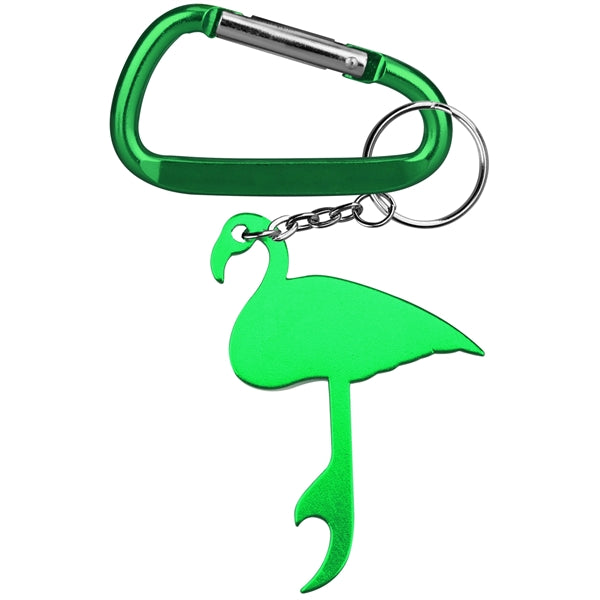 Flamingo Shaped Aluminum Bottle Opener with Carabiner