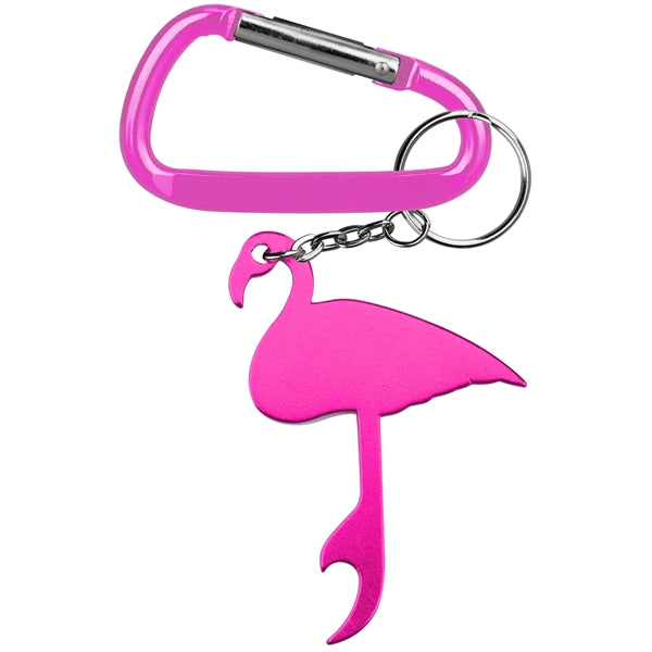 Flamingo Shaped Aluminum Bottle Opener with Carabiner