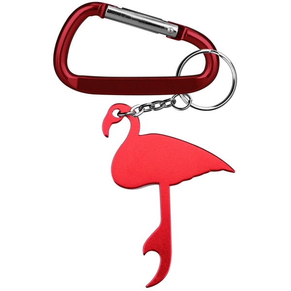 Flamingo Shaped Aluminum Bottle Opener with Carabiner