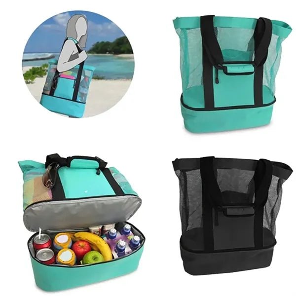 Mesh Tote Insulated Cooler Beach Bag