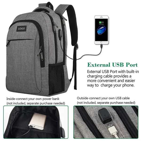 Large Travel Laptop Backpack with USB Charging Port