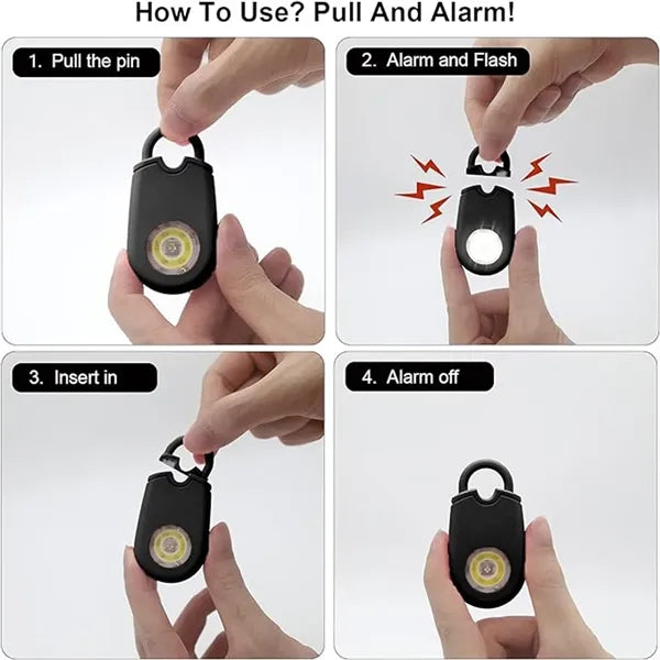 Personal Keychain for Women Siren Alarm LED Flashlight