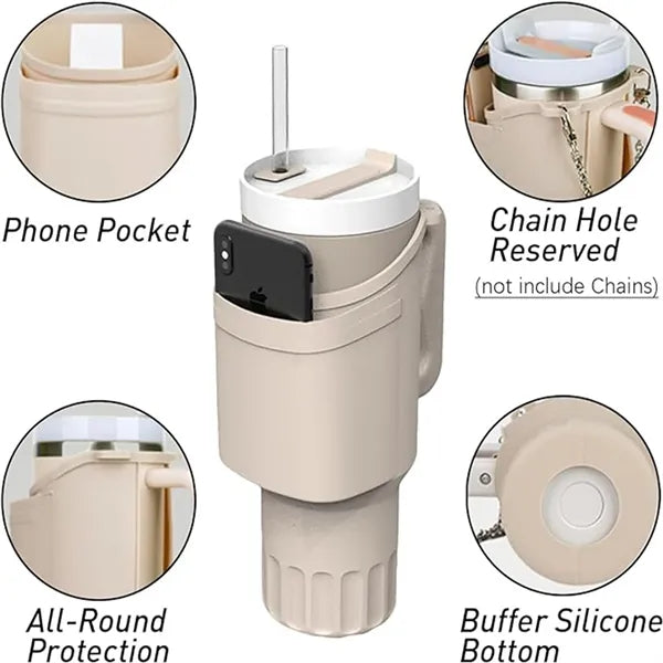 Silicone Boot 40oz Tumbler Handle Water Bottle Holder Cover