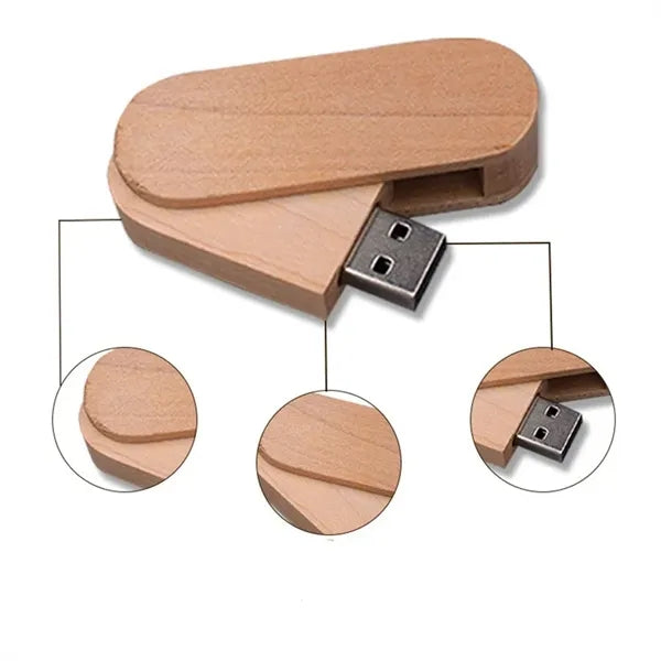 4 GB Wooden Swivel USB Flash Drive
