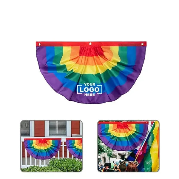 Rainbow Bunting Fan Flag