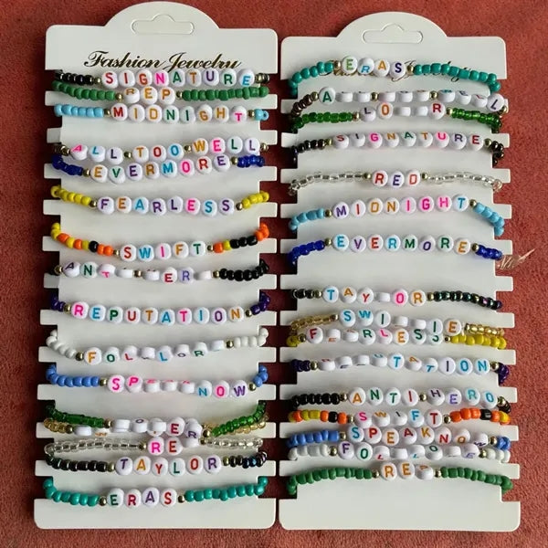 Letter Beaded Charm Slider Friendship Bracelets