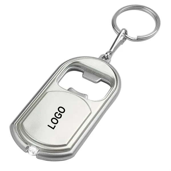 Bottle opener key chain with LED light