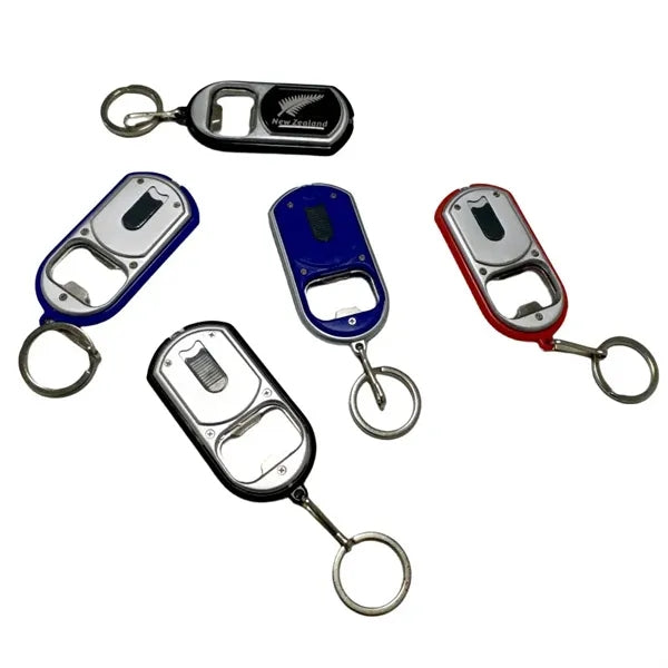 Bottle opener key chain with LED light