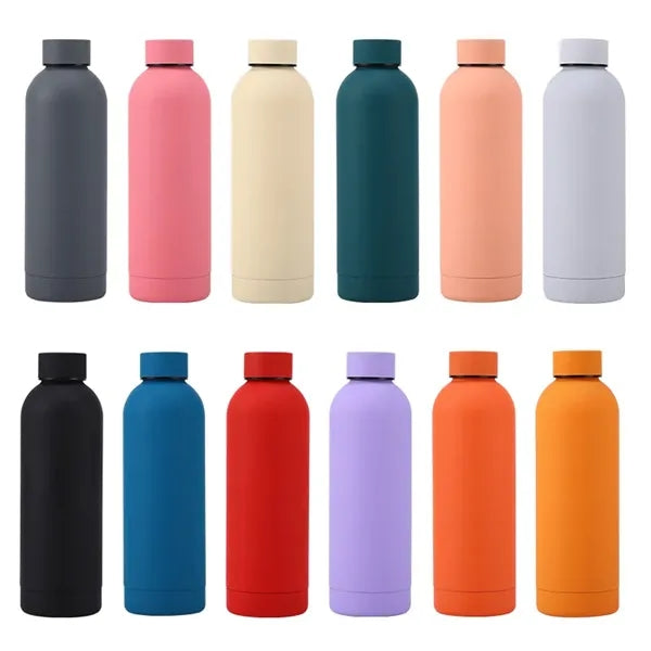 17 oz Double Wall Stainless Steel Bottle with a Rubberized F