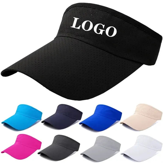 Polyester Sun Visor Hats Wide Brim Adjustable Sports Caps