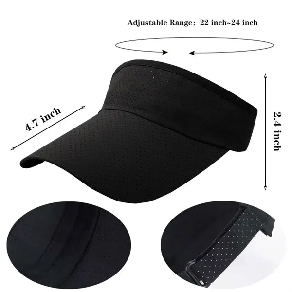 Polyester Sun Visor Hats Wide Brim Adjustable Sports Caps