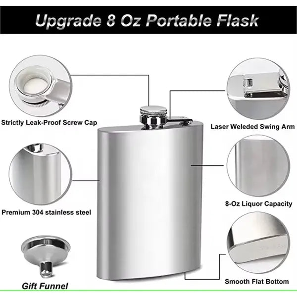 Portable Stainless Steel Drinking Hip Flask Jug For Whiskey