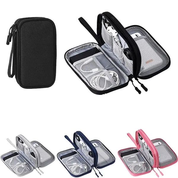 Double Layer Electronic Organizer Case Travel Cable Bag