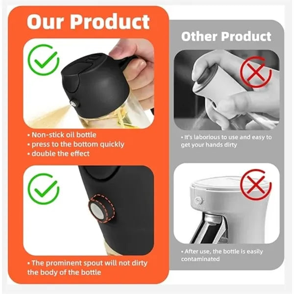 16oz Oil Dispenser Bottle for Kitchen - 2 in 1