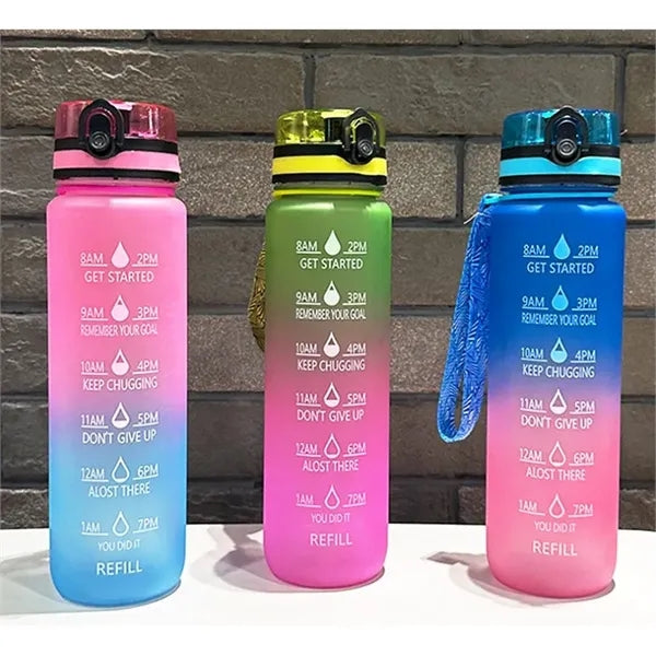 48oz Motivational Sports Water Bottle with Time Marker